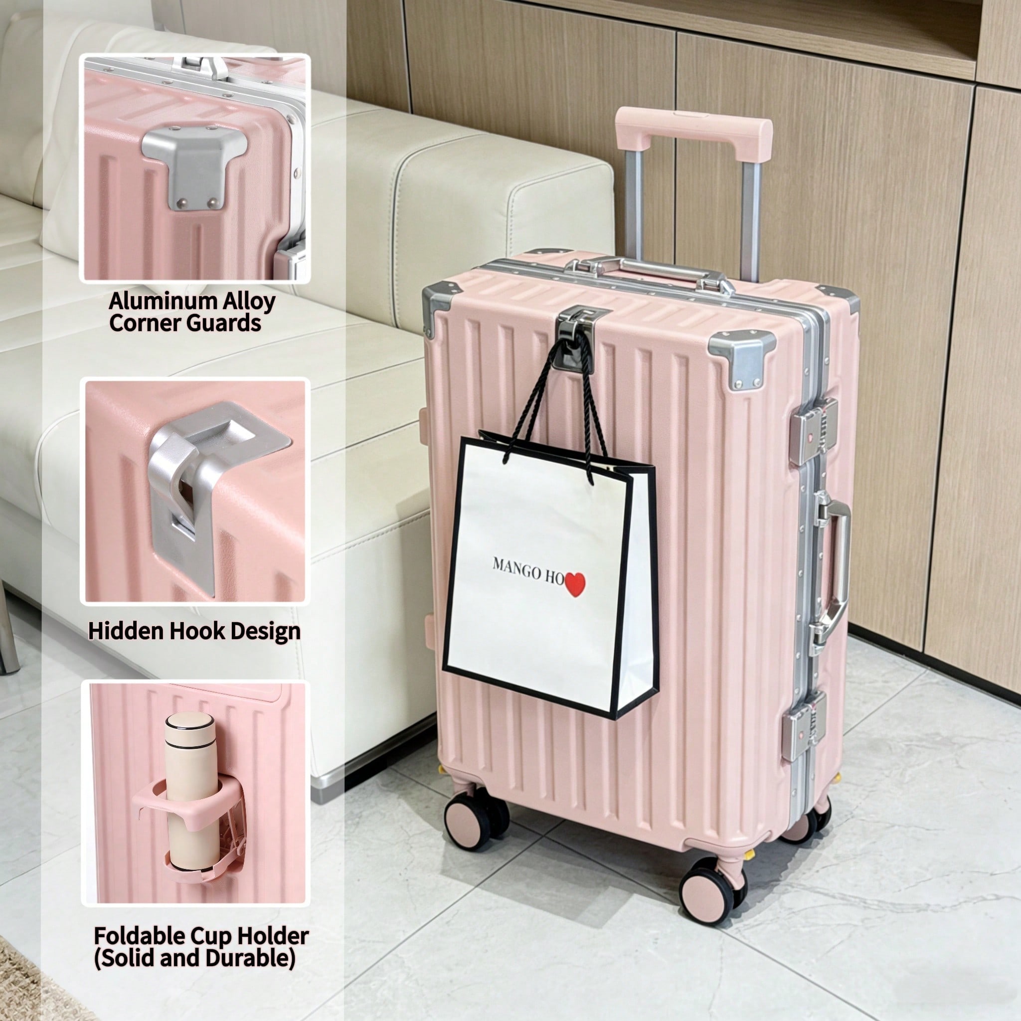 Aluminum Frame Carry On Luggage - 20 inç Kabin Boy Valizi, Havayolu
