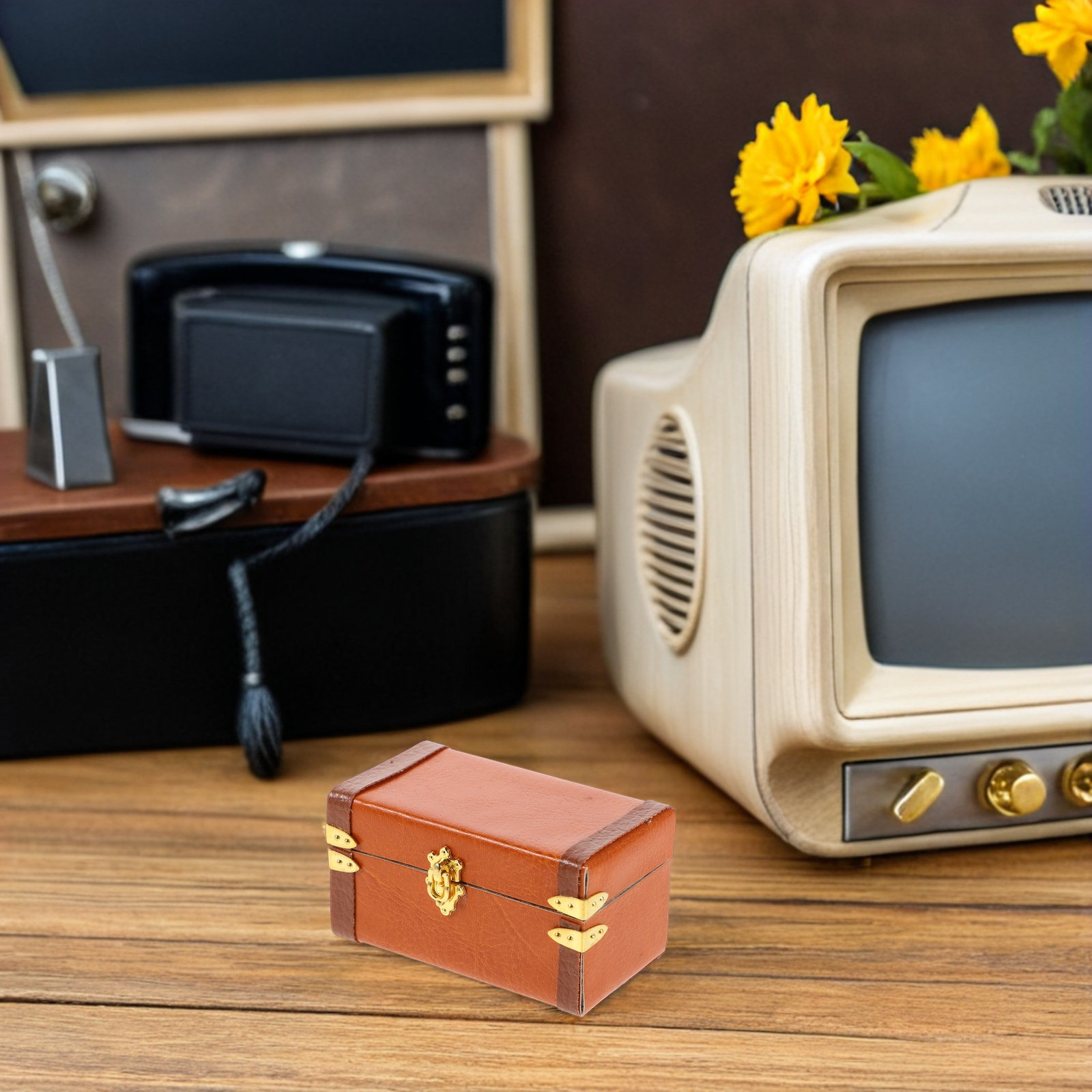 Retro Vintage Trunk Suitcase - Minyatür Vintage Valiz, Retro Saklama Kutusu,