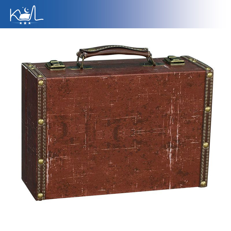 Retro Vintage Trunk Suitcase - Vintage Kırmızı Dekoratif Bavul Saklama Kutusu,