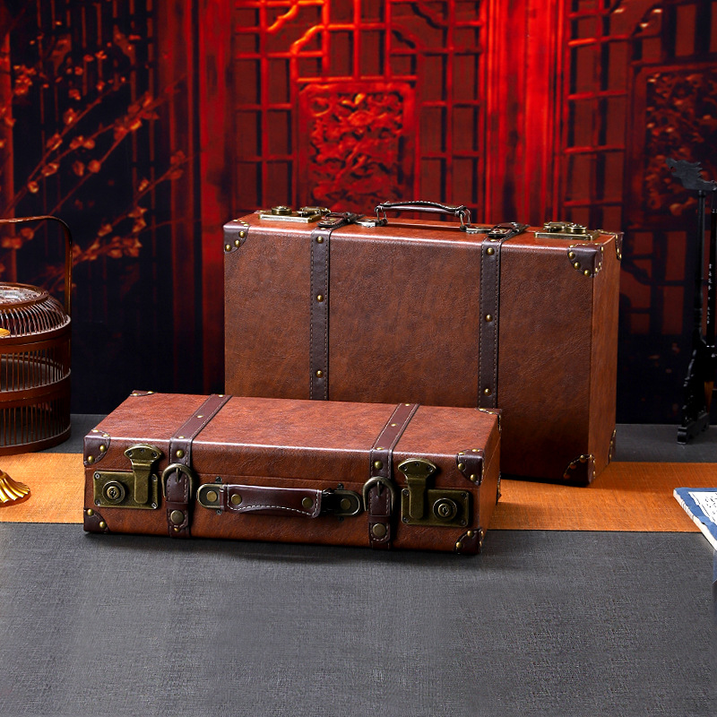 Retro Vintage Trunk Suitcase - Vintage Ahşap Bavul Çok Amaçlı Retro