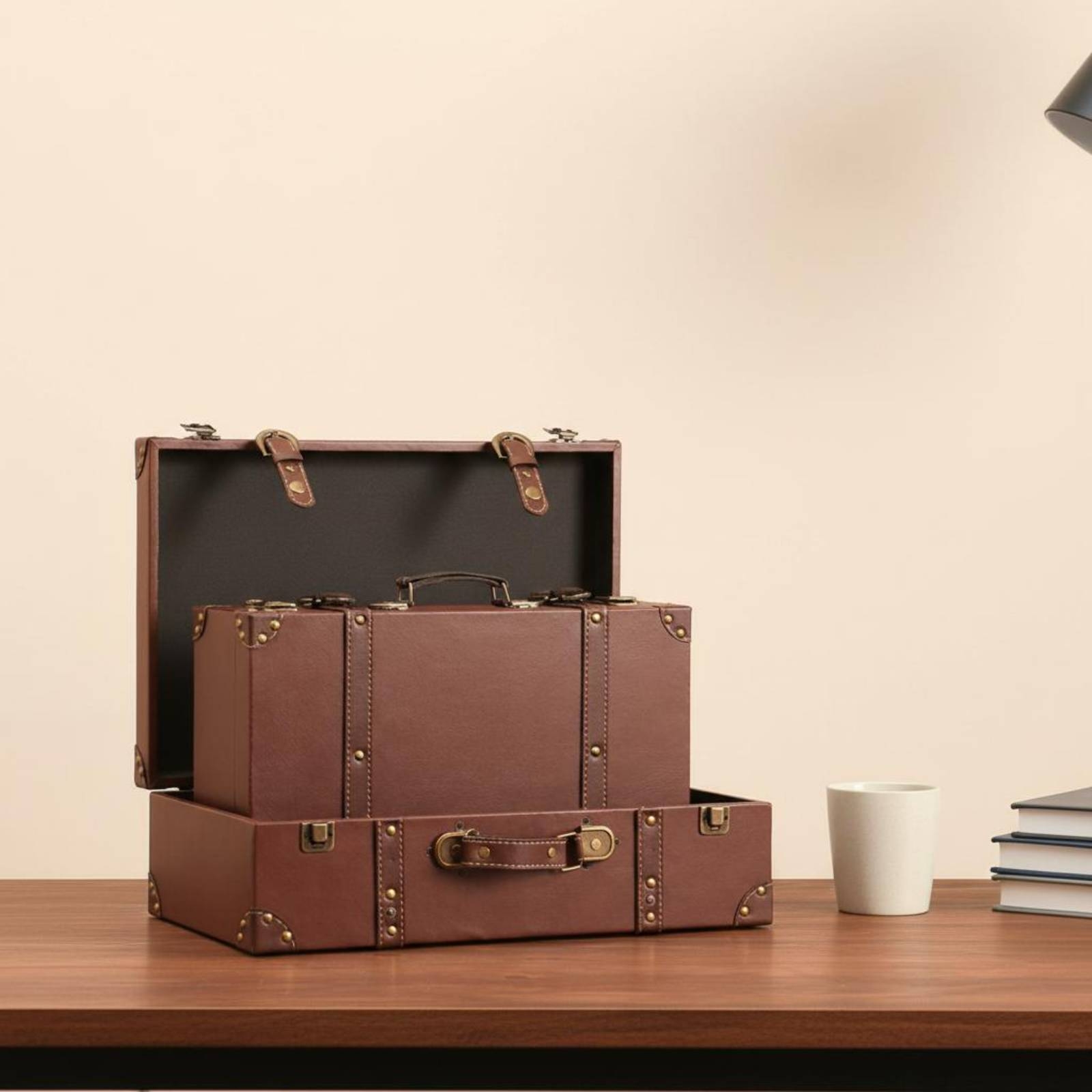 Vintage Valiz Deri Görünümlü S - Retro Vintage Trunk Suitcase incelemesi ve fiyatı
